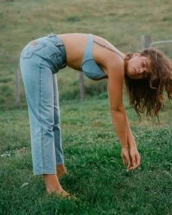 BILLABONG Wrangler She's Cheeky High-Waisted Denim Pants BLUE SURF