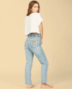 BILLABONG Wrangler She's Cheeky High-Waisted Denim Pants BLUE SURF 8 BILLABONG Wrangler She's Cheeky High-Waisted Denim Pants BLUE SURF -Women Clothing Shop abjdp00115 billabongw bjnw bck1
