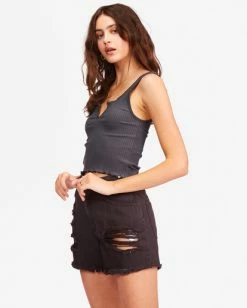 BILLABONG How Bout That Denim Shorts OFF BLACK 7 BILLABONG How Bout That Denim Shorts OFF BLACK -Women Clothing Shop abjds00105 billabongw ofb sd1