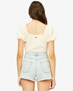 BILLABONG So Cheeky High-Waist Denim Shorts SWEET BLUE -Women Clothing Shop abjds00111 billabongw aqs bck1