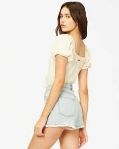 BILLABONG So Cheeky High-Waist Denim Shorts SWEET BLUE -Women Clothing Shop abjds00111 billabongw aqs sd1