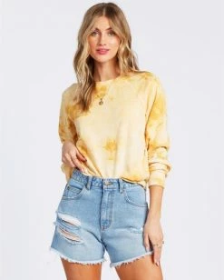 BILLABONG Sun Shrunk Sweatshirt GOLD DUST -Women Clothing Shop abjft00117 billabongw gdd frt1