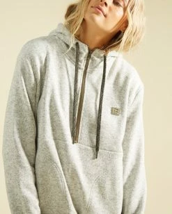 BILLABONG A/Div Roam Free Half-Zip Pullover Hoodie STORM -Women Clothing Shop abjft00148 billabongw grh dtl1