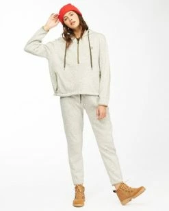 BILLABONG A/Div Roam Free Half-Zip Pullover Hoodie STORM -Women Clothing Shop abjft00148 billabongw grh frt2