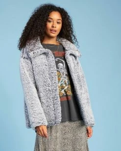 BILLABONG Cozy Days Sherpa Fleece Jacket ATHLETIC GREY 8 BILLABONG Cozy Days Sherpa Fleece Jacket ATHLETIC GREY -Women Clothing Shop abjft00162 billabongm agy frt1