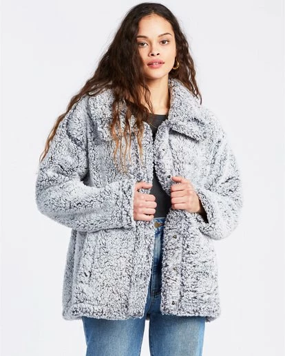 BILLABONG Cozy Days Sherpa Fleece Jacket ATHLETIC GREY 4 BILLABONG Cozy Days Sherpa Fleece Jacket ATHLETIC GREY - Image 4
