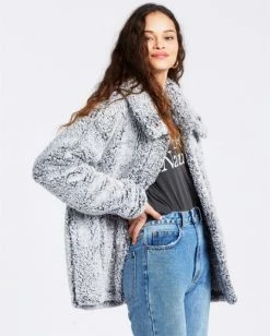 BILLABONG Cozy Days Sherpa Fleece Jacket ATHLETIC GREY 10 BILLABONG Cozy Days Sherpa Fleece Jacket ATHLETIC GREY -Women Clothing Shop abjft00162 billabongw agy sd1
