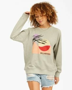 BILLABONG Keep Tryin' Crewneck Sweatshirt OLIVE MOSS 12 BILLABONG Keep Tryin' Crewneck Sweatshirt OLIVE MOSS -Women Clothing Shop abjft00165 billabongw agy frt1