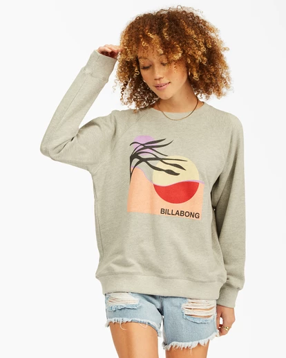 BILLABONG Keep Tryin' Crewneck Sweatshirt OLIVE MOSS 4 BILLABONG Keep Tryin' Crewneck Sweatshirt OLIVE MOSS - Image 4