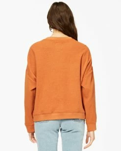 BILLABONG New Tides Boxy Crewneck Sweatshirt BRONZE -Women Clothing Shop abjft00184 billabongw brz bck1