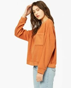 BILLABONG New Tides Boxy Crewneck Sweatshirt BRONZE -Women Clothing Shop abjft00184 billabongw brz sd1