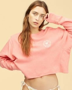 BILLABONG Wrangler Past Time Crew Neck Sweatshirt AGED INDIGO -Women Clothing Shop abjft00190 billabongw mjz0 frt1