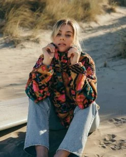 BILLABONG Always Cozy 2 Teddy Bear Zip-Up Jacket ANIMAL -Women Clothing Shop abjft00201 billabongl eme frt1