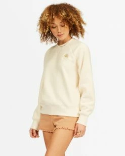 BILLABONG Cozy Shrunken Crewneck Sweatshirt LIGHT OLIVE -Women Clothing Shop abjft00205 billabongw anw sd1