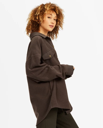 BILLABONG Any Time Button-Up Shacket OFF BLACK 3 BILLABONG Any Time Button-Up Shacket OFF BLACK - Image 3
