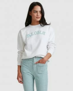 BILLABONG Aloha Crewneck Sweatshirt SALT CRYSTAL -Women Clothing Shop abjft00229 billabongw scs frt2