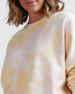 BILLABONG Tie Dye Sweatshirt PINK 9 BILLABONG Tie Dye Sweatshirt PINK -Women Clothing Shop abjft00232 billabongw pnk dtl1