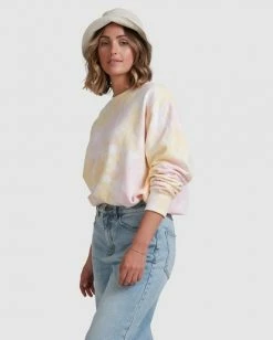 BILLABONG Tie Dye Sweatshirt PINK 7 BILLABONG Tie Dye Sweatshirt PINK -Women Clothing Shop abjft00232 billabongw pnk sd1