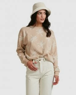 BILLABONG Tilted Palm Sweater BEIGE -Women Clothing Shop abjft00233 billabongw bei frt2