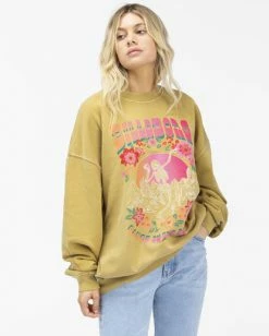 BILLABONG Ride In Oversized Crewneck Sweatshirt SALT CRYSTAL 8 BILLABONG Ride In Oversized Crewneck Sweatshirt SALT CRYSTAL -Women Clothing Shop abjft00251 billabongw lto frt1