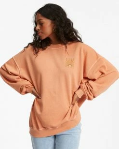 BILLABONG Ride In Oversized Crewneck Sweatshirt SALT CRYSTAL