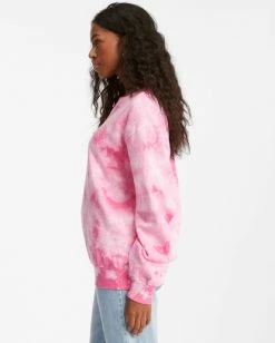 BILLABONG After Surf Tie-Dyed Crewneck Sweatshirt EMERALD -Women Clothing Shop abjft00273 billabongw tup sd1