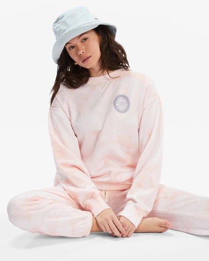 BILLABONG Tie-Dye Vibes Crewneck Sweatshirt SOFT PINK 1 BILLABONG Tie-Dye Vibes Crewneck Sweatshirt SOFT PINK