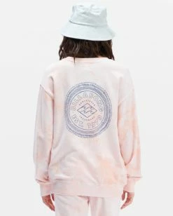 BILLABONG Tie-Dye Vibes Crewneck Sweatshirt SOFT PINK 9 BILLABONG Tie-Dye Vibes Crewneck Sweatshirt SOFT PINK -Women Clothing Shop abjft00285 billabongw mdd0 bck1