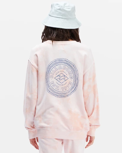 BILLABONG Tie-Dye Vibes Crewneck Sweatshirt SOFT PINK 4 BILLABONG Tie-Dye Vibes Crewneck Sweatshirt SOFT PINK - Image 4