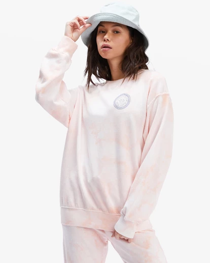 BILLABONG Tie-Dye Vibes Crewneck Sweatshirt SOFT PINK 2 BILLABONG Tie-Dye Vibes Crewneck Sweatshirt SOFT PINK - Image 2