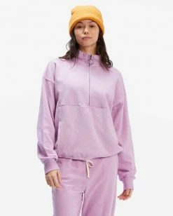 BILLABONG Retro Summer Mock Half-Zip Pullover ANTIQUE WHITE