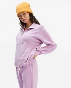 BILLABONG Retro Summer Mock Half-Zip Pullover ANTIQUE WHITE -Women Clothing Shop abjft00308 billabongw lul sd1