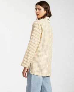 BILLABONG Safari Check Blazer Jacket MULTI -Women Clothing Shop abjjk00123 billabongw mul bck1