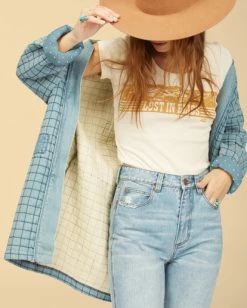 BILLABONG Wrangler Down To Earth Jacket DENIM BLUE -Women Clothing Shop abjjk00133 billabongw dnb dtl2