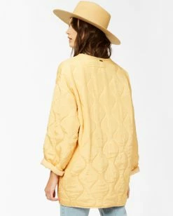 BILLABONG U R Golden Quilted Button-Up Jacket GOLD DUST -Women Clothing Shop abjjk00135 billabongw gdd bck1