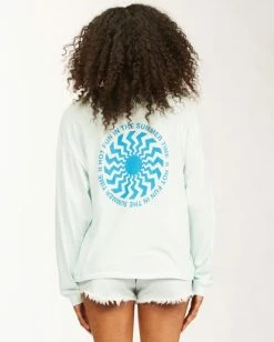 BILLABONG Surfadelic Long Sleeve T-Shirt AQUA -Women Clothing Shop abjkt00221 billabongw aqu bck1