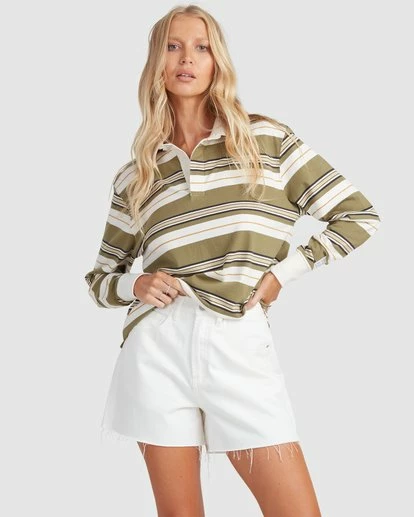 BILLABONG Double Up Rugby Polo Top OLIVE 1 BILLABONG Double Up Rugby Polo Top OLIVE