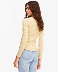 BILLABONG Fine By Me Long Sleeve Top ANTIQUE WHITE -Women Clothing Shop abjkt00268 billabongw anw bck1