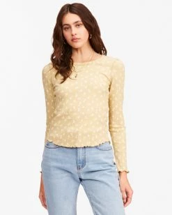 BILLABONG Fine By Me Long Sleeve Top ANTIQUE WHITE