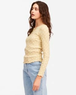 BILLABONG Fine By Me Long Sleeve Top ANTIQUE WHITE -Women Clothing Shop abjkt00268 billabongw anw sd1
