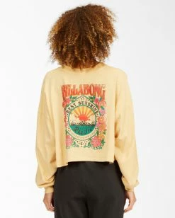 BILLABONG Beach Boyfriend Long Sleeve Crop Top OLIVE -Women Clothing Shop abjkt00282 billabongw tgb0 bck1