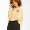 BILLABONG Beach Boyfriend Long Sleeve Crop Top OLIVE
