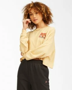 BILLABONG Beach Boyfriend Long Sleeve Crop Top OLIVE