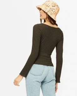 BILLABONG Wrap Week Long Sleeve Top OFF BLACK -Women Clothing Shop abjkt00290 billabongw ofb bck1