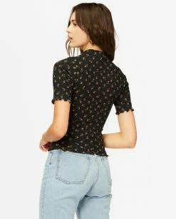 BILLABONG Little Things Mock Neck Top GOLD DUST -Women Clothing Shop abjkt00292 billabongw blk bck1