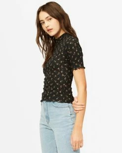 BILLABONG Little Things Mock Neck Top GOLD DUST -Women Clothing Shop abjkt00292 billabongw blk sd1