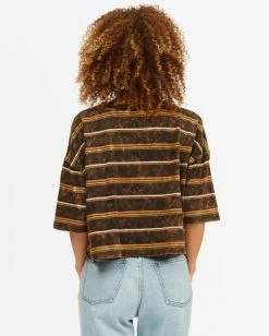 BILLABONG Soul Surfer Striped Boxy T-Shirt BRONZE -Women Clothing Shop abjkt00293 billabongw bml bck1