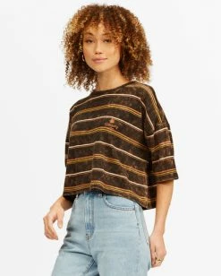BILLABONG Soul Surfer Striped Boxy T-Shirt BRONZE -Women Clothing Shop abjkt00293 billabongw bml sd1