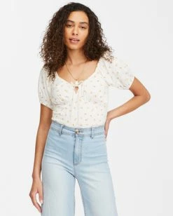 BILLABONG Sweet Sunset Printed Knit Top SALT CRYSTAL