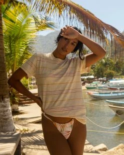 BILLABONG Take A Trip Striped T-Shirt ANTIQUE WHITE